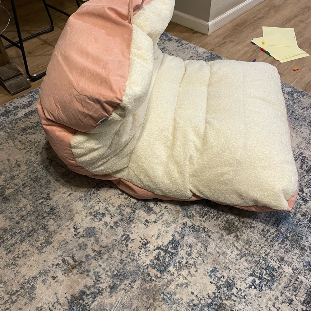 Cozy Pink and Cream Bean Bag Lounger